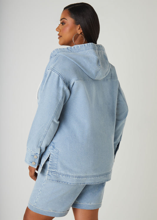 Hooded Denim Pullover
